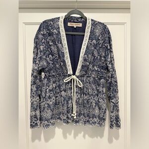 Free People Anissa bed jacket floral rope tie size medium